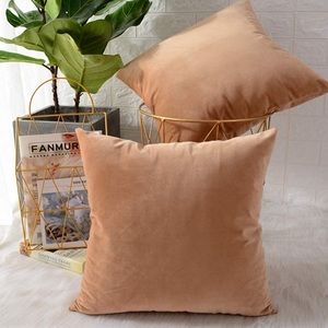 Two gold velvet pillow covers 18x18